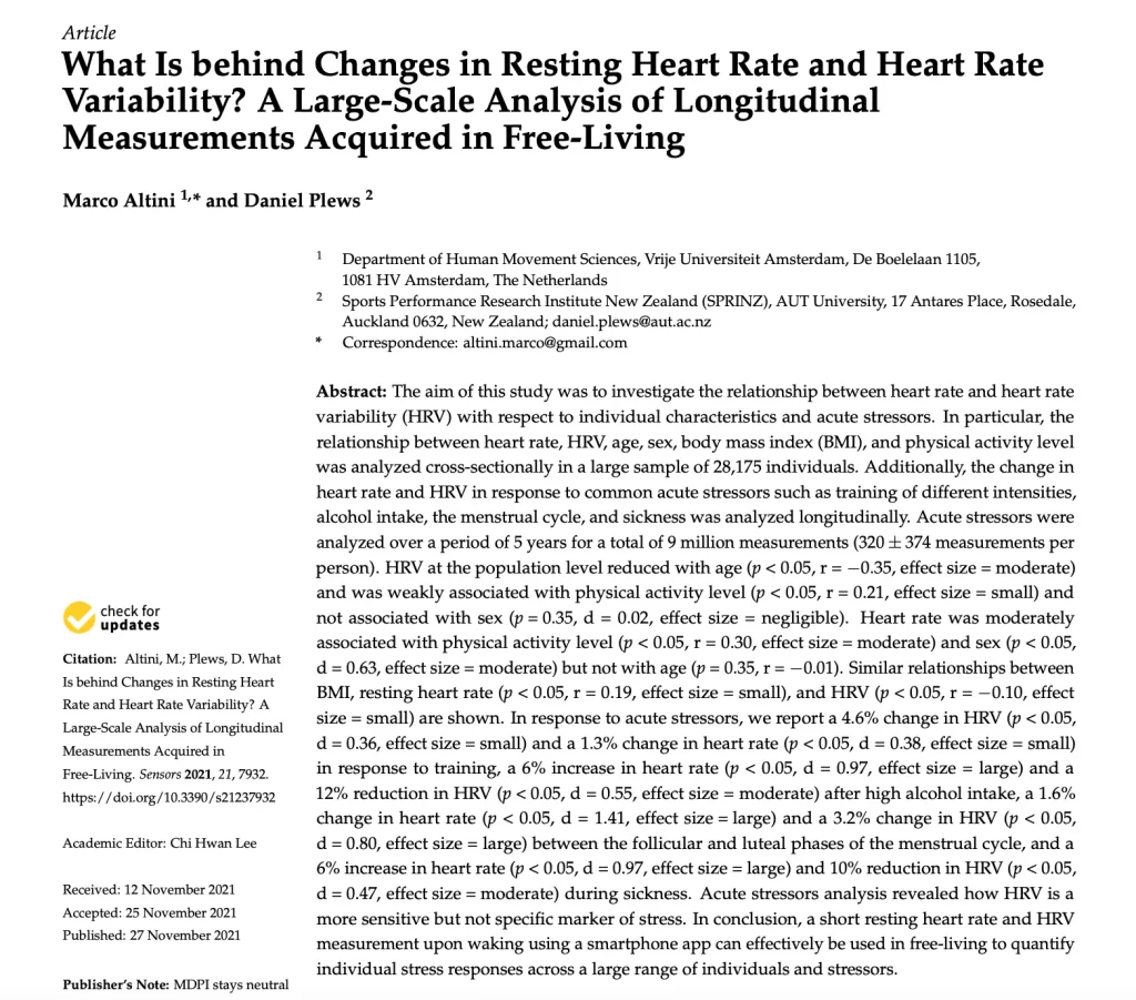 a science article about heart rate variability and training