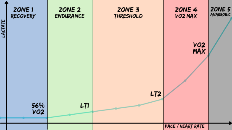 Lactate Threshold LT1 and LT2, 5 training zones, aerobic and anaerobic energy systems